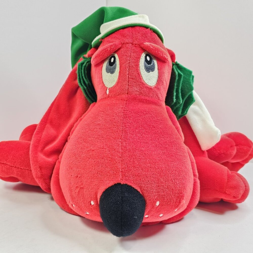 VTG 1986 Commonwealth POINSETTER Plush Red Puppy Dog Large Christmas Collector